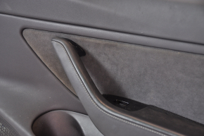 Door trim card front right Tesla Model 3 18-20 leather black, with window lift control and door opening button, scuff at the bottom