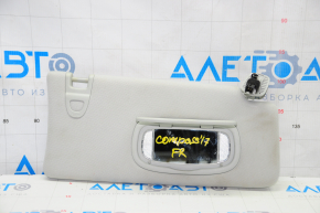 Right visor Jeep Compass 17-21 with backlight, gray, without hook, dry-cleanable