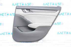 Door trim card rear right Honda Accord 18-22 black-gray, armrest gray leather, wood insert