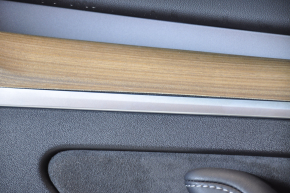 Door trim card front right Tesla Model 3 21 - black leather, wood, with window lift control and door opening button, wood swelled