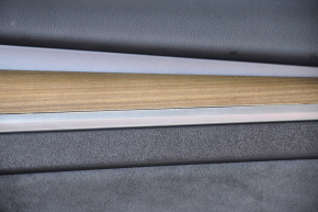 Door trim card front right Tesla Model 3 21 - black leather, wood, with window lift control and door opening button, wood swelled