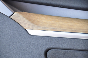 Door trim card front right Tesla Model 3 21 - black leather, wood, with window lift control and door opening button, wood swelled