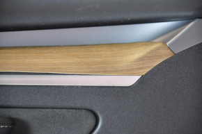 Door trim card front left Tesla Model 3 21 - black leather, wood, with window lift control and door opening button, wood swelled
