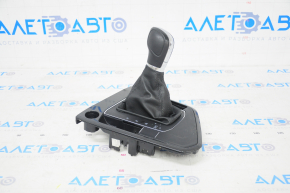 Gear knob VW Tiguan 18-24 with shifter cover under Start-Stop button, black leather, worn, scratches