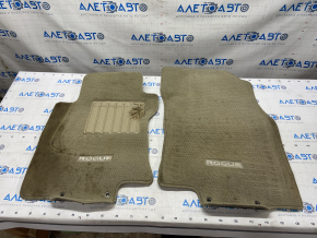 Set of floor mats Nissan Rogue 14-20 rag beige, dry cleanable