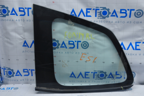 Window blind glass rear left Subaru Forester 14-18 SJ molding matte, glass green tint, molding fold, missing seal