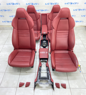 Complete set of seats Porsche Panamera 10-16 with airbag, electric, heating, ventilation, memory, red leather, Sport, + interior cards set, + central console front, rear, scratches, need