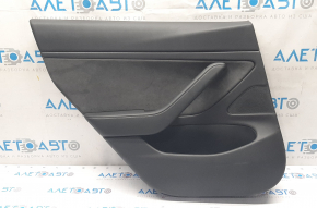 Door trim card rear left Tesla Model 3 18-20 leather black with speaker and window lift control and door opening button, pokes on leather