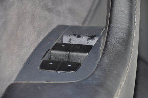 Door trim card front left Tesla Model Y 20 - black leather, with backlight, matte lining, with suede insert, with window lift control, with door opening button, varnish