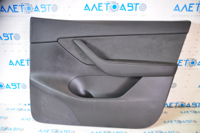 Door trim card front right Tesla Model Y 20 - black leather, with backlight, matte lining, with suede insert with window lift control with door opening button