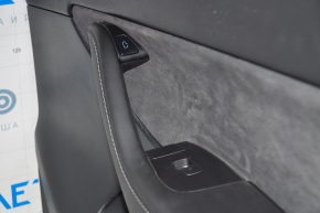 Door trim card front right Tesla Model Y 20 - black leather, with backlight, matte lining, with suede insert with window lift control with door opening button