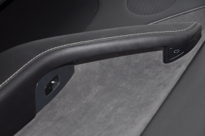 Door trim card rear right Tesla Model Y 20 - black leather, type 1, with backlight, matte lining, with speaker, with suede insert, with window lift control, with door opening button, tears