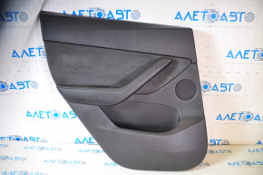 Door trim card rear left Tesla Model Y 20 - black leather, type 1, with backlight, matte trim, with speaker, with suede insert, with window lift control, with door opening button, tears, za