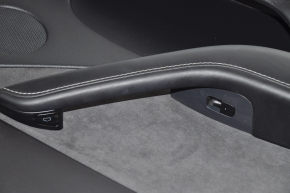 Door trim card rear left Tesla Model Y 20 - black leather, type 1, with backlight, matte trim, with speaker, with suede insert, with window lift control, with door opening button, tears, za
