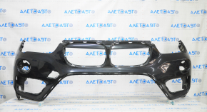 Bare front bumper BMW X1 F48 16-19 black, for parking sensors