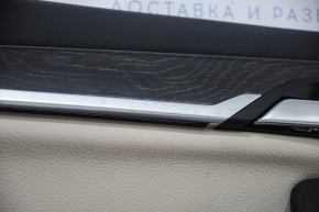 Door trim card front left BMW X1 F48 16-22 leather beige with dark gray oyster/gray, backlight, wood insert, leather armrest, scratches