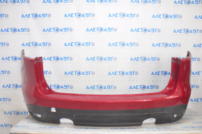 Bare rear bumper with lip Jaguar F-Pace X761 17-20 for 2 single exhausts, for 4 parking sensors, red, broken fastener, lip pressed