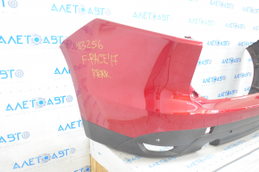 Bare rear bumper with lip Jaguar F-Pace X761 17-20 for 2 single exhausts, for 4 parking sensors, red, broken fastener, lip pressed