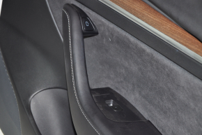 Door trim card front right Tesla Model 3 21 - black leather, wood, with window lift control and door opening button