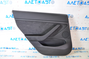 Door trim card rear left Tesla Model 3 21- leather black with speaker and window lift control and door opening button