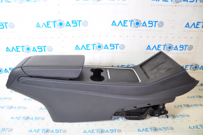Console center armrest and cup holders Tesla Model 3 21- leather black, without wiring, in carbon film, scratches