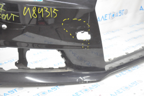 Bare front bumper Audi A4 B9 17-19 without washers, for 4 parking sensors, black, pressed, cracks fastened