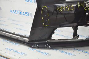Bare front bumper Audi A4 B9 17-19 without washers, for 4 parking sensors, black, pressed, cracks fastened