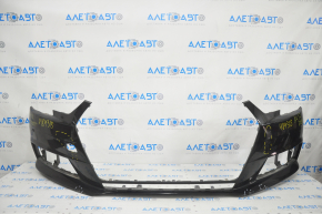 Bare front bumper Audi A4 B9 17-19 without washers, for 4 parking sensors, black, pressed, cracks fastened