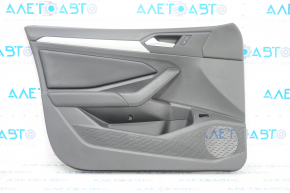 Door trim card front left VW Jetta 19- black with black insert leather, armrest leather, molding gray type 2, scratches