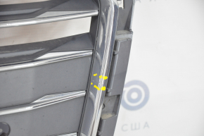 Radiator grille assembly Audi A4 B9 17-19 with emblem, for parking sensors, cracks, pressed, sand, light chrome