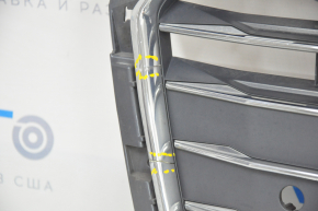 Radiator grille assembly Audi A4 B9 17-19 with emblem, for parking sensors, cracks, pressed, sand, light chrome