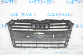 Radiator grille assembly Audi A4 B9 17-19 with emblem, for parking sensors, cracks, pressed, sand, light chrome