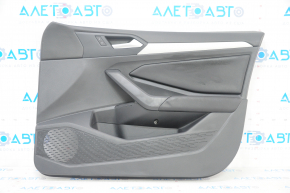 Door trim card front right VW Jetta 19- black with black insert leather, armrest leather, molding gray type 2, scratches
