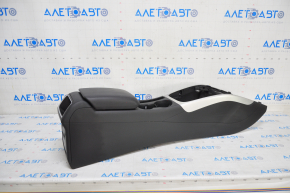 Central console armrest and cup holders Audi A4 B8 13-16 rest leather, insert gray, black, scratches