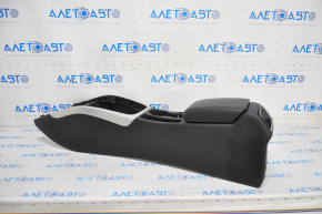 Central console armrest and cup holders Audi A4 B8 13-16 rest leather, insert gray, black, scratches