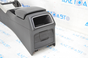 Central console armrest and cup holders Audi A4 B8 13-16 rest leather, insert gray, black, scratches