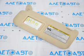 Left visor Lexus RX350 RX450h 10-15 beige, without hook, scratches on plastic, crack in mount, cut
