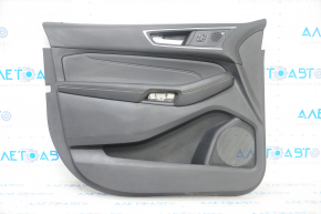 Door trim card front left Ford Edge 19-23 black Titanium, insert and armrest black leather, white stitching, for Bang & Olufsen music, scratches