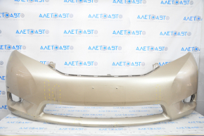 Front bumper bare Toyota Sienna 11-17 gold, broken, fastened, pressed, crack, scratches