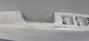 Door trim card front left Hyundai Elantra AD 17-18 gray cloth with gray plastic insert, leather armrest, molding gray gloss, bump on leather, lining defect, for cleaning