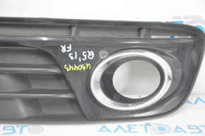 Lower grille of the front bumper right Audi Q5 8R 13-17 rest, matt + gloss chrome, under fog lights, type 2, sand, broken fastener