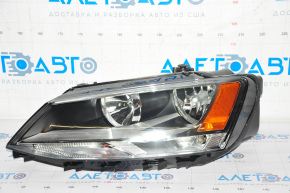 Headlight front left VW Jetta 11-16 naked USA halogen yellow reflector