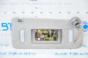 Right visor GMC Terrain 10-17 gray, without hook, for dry cleaning, broken plug