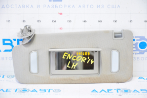 Left visor Buick Encore 13-16 gray, without hook for dry cleaning, missing wiring for lighting