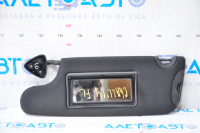 Left sun visor for a 2014 Dodge Challenger (pre-restored), black, without backlight, without hook