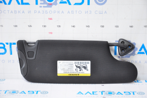 Left sun visor for a 2014 Dodge Challenger (pre-restored), black, without backlight, without hook