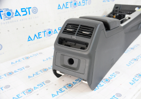 Console central armrest Audi A4 B9 17-19 black, leather, scratches