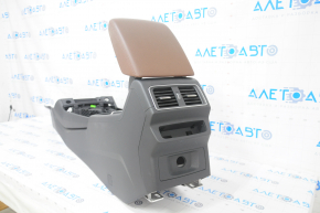 Central console armrest and cup holders Audi Q5 80A 18-24 black, brown armrest, scratches