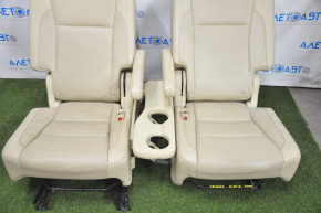 Rear row of seats 2nd row Toyota Highlander 14-16 leather beige, mechanical, perforation, worn