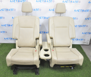 Rear row of seats 2nd row Toyota Highlander 14-16 leather beige, mechanical, perforation, worn